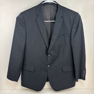 Pronto‎ Uomo Platinum Black Blazer Suit Jacket Size 48R 100% Wool 2 Button EUC